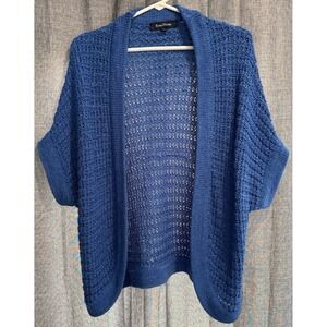 Evan- Picone Womens Blue Open Cardigan Sweater Size XL Chunky Knit Short‎ Sleeve